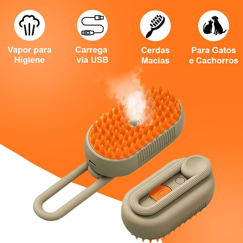 VaporPet 3 em 1 -  Escova a Vapor Para Pelos do Pet